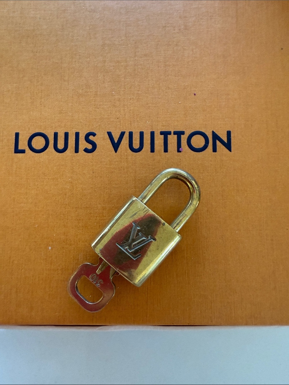Louis Vuitton Gold Brass Padlock and Key 310